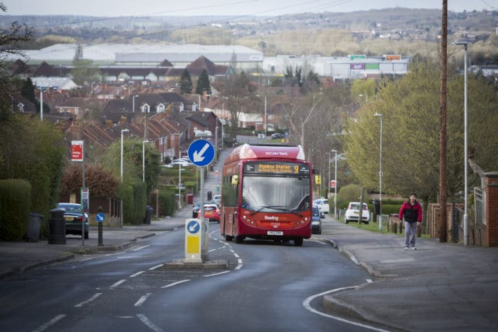 bus on a street