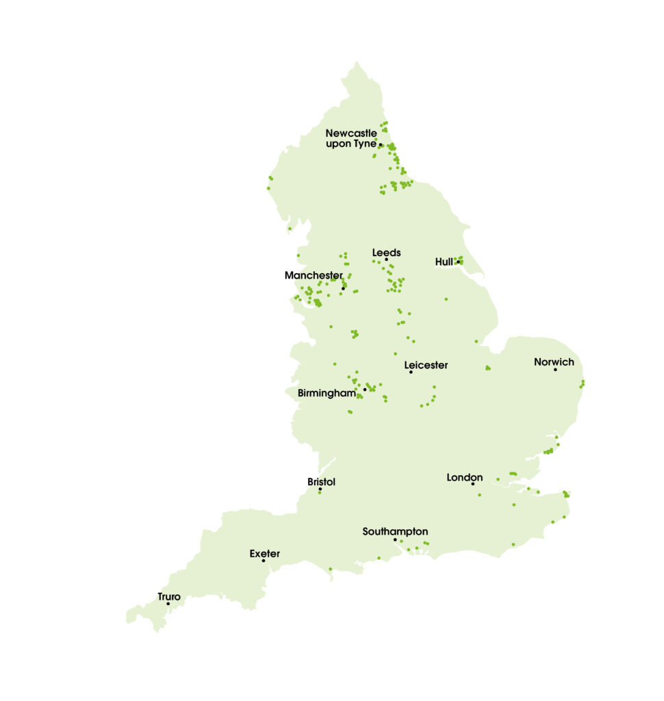 A map showing left behind neighbourhoods