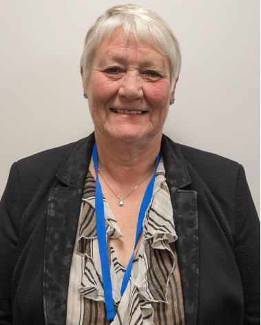 Brenda Lines wearing black jacket